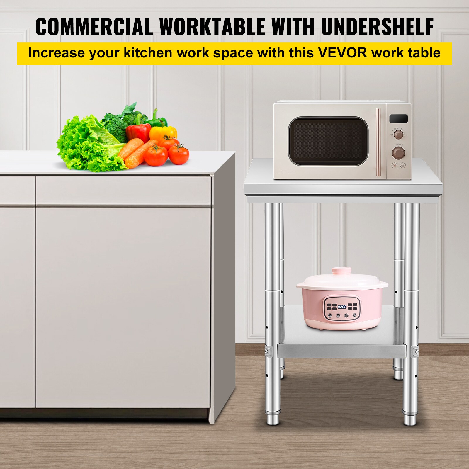Stainless Steel Commercial Kitchen Work Food Prep Table 24"x 24"_voghion.com